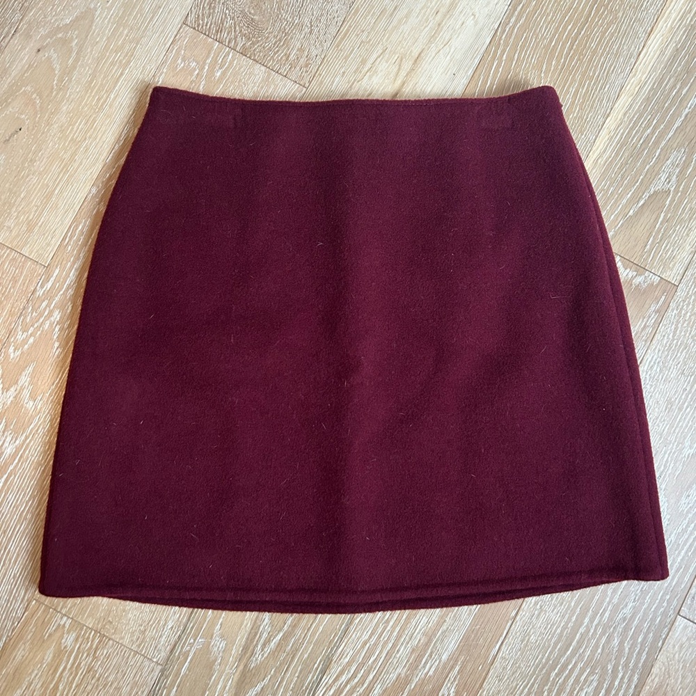 NWT | Club Monaco | Centie A-Line Wool Mini Skirt | Burgundy — Size 4